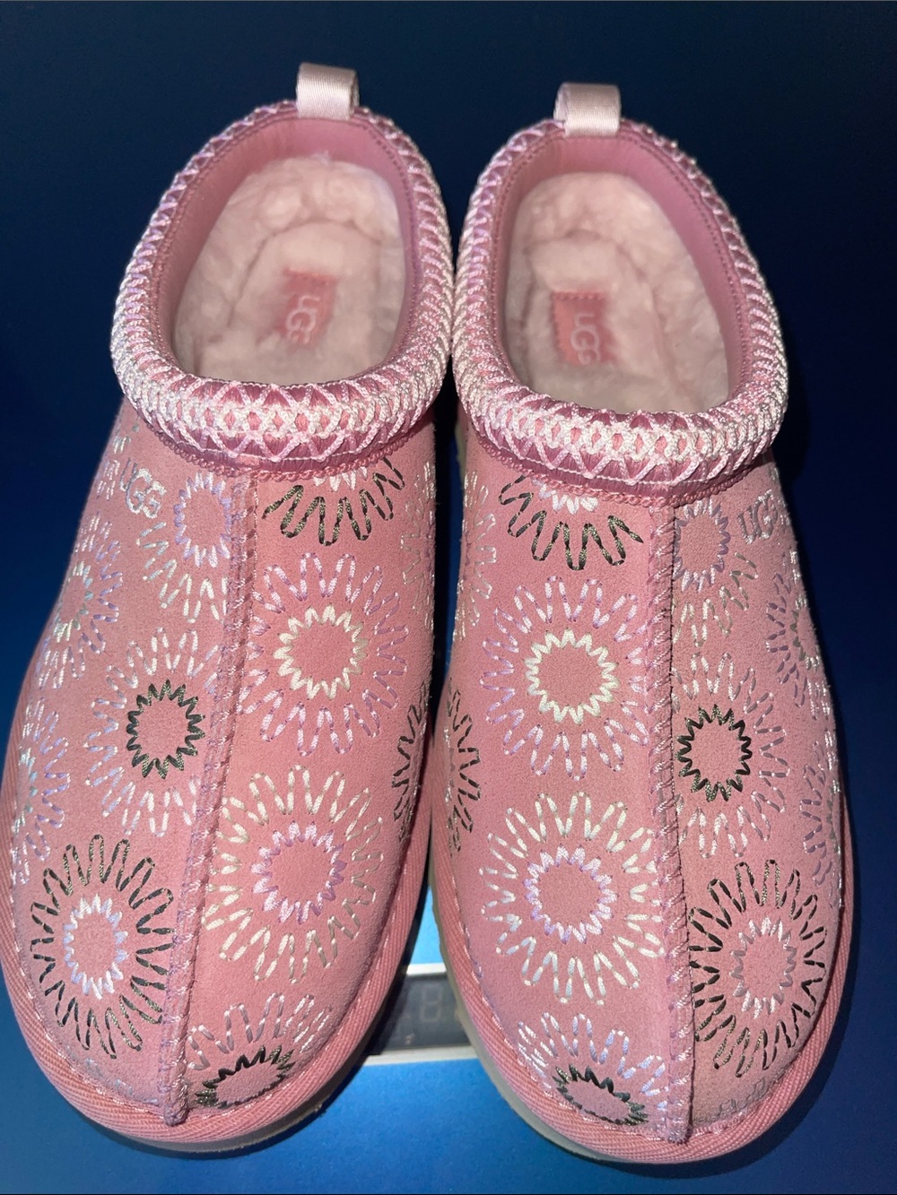 NWOT UGG Kids' Tazz Sun Stitch Slippers Horizon Pink Size 5 Kids
